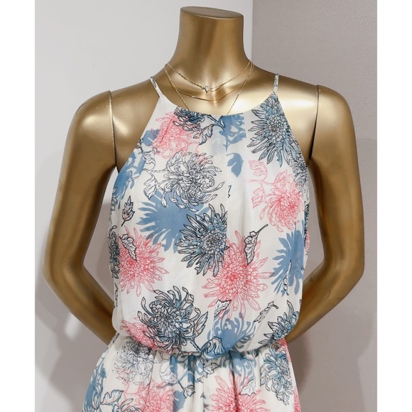 LUSH Women's Multicolor Floral Print Sleeveless Halter Romper Size S - Picture 3 of 8